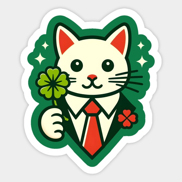Cat Holding Shamrock for St Patricks Day Sticker by Rizstor